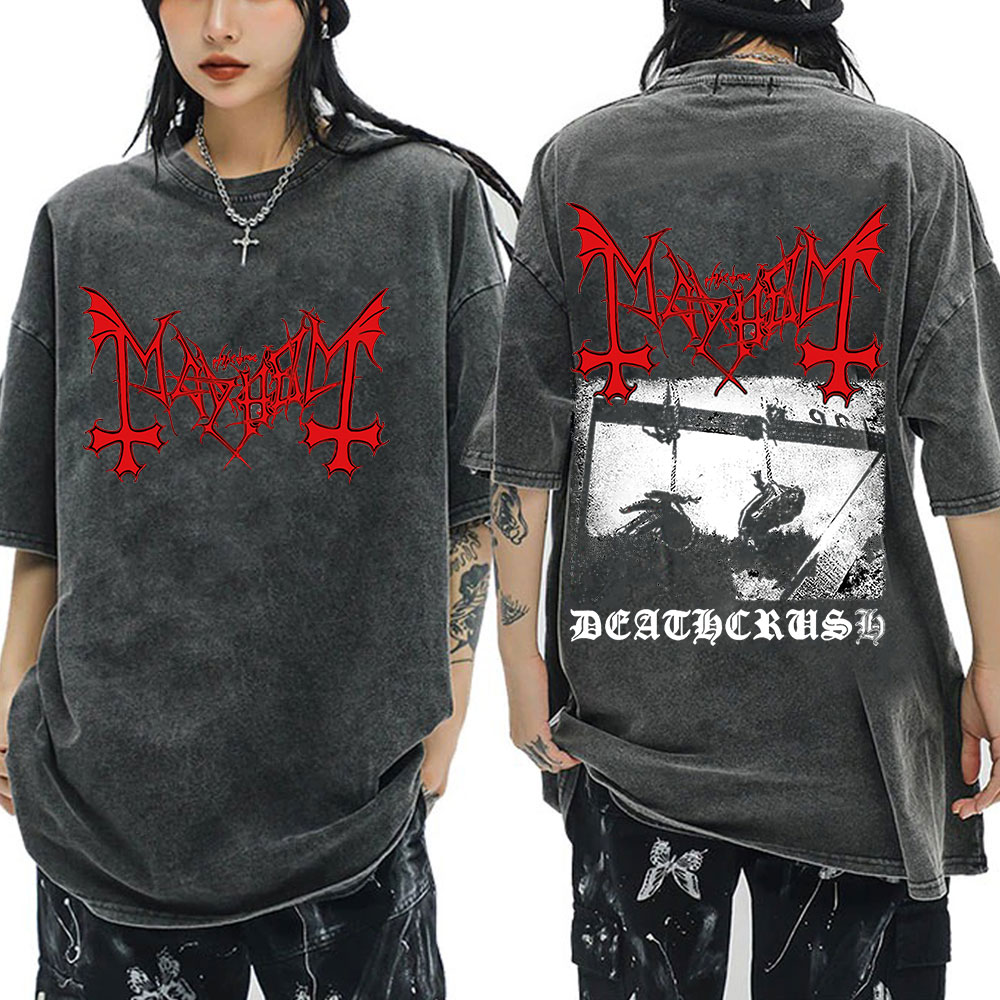 Crossfit Mayhem - Darkthrone Mayhem Vintage Gewassen T-shirts Black